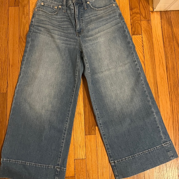 Madewell Like New Wide Leg Crop Light Blue Jeans Sz 29 - Picture 2 of 8